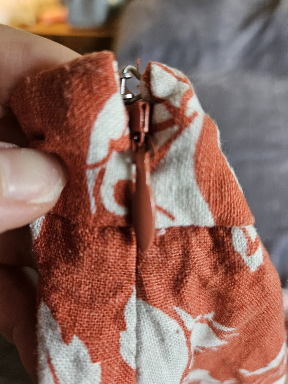 Old Navy  Linen Orange ( red color listed on tag ) Floral Midi Skirt Size Large - Picture 3 of 16